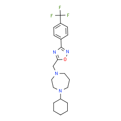ChemSpider 2D Image | 1-Cyclohexyl-4-({3-[4-(trifluoromethyl)phenyl]-1,2,4-oxadiazol-5-yl}methyl)-1,4-diazepane | C21H27F3N4O