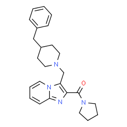 ChemSpider 2D Image | {3-[(4-Benzyl-1-piperidinyl)methyl]imidazo[1,2-a]pyridin-2-yl}(1-pyrrolidinyl)methanone | C25H30N4O