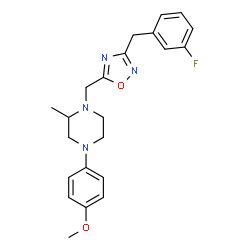 ChemSpider 2D Image | 1-{[3-(3-Fluorobenzyl)-1,2,4-oxadiazol-5-yl]methyl}-4-(4-methoxyphenyl)-2-methylpiperazine | C22H25FN4O2