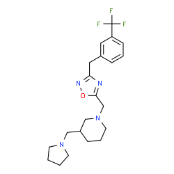ChemSpider 2D Image | 3-(1-Pyrrolidinylmethyl)-1-({3-[3-(trifluoromethyl)benzyl]-1,2,4-oxadiazol-5-yl}methyl)piperidine | C21H27F3N4O