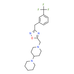 ChemSpider 2D Image | 1'-({3-[3-(Trifluoromethyl)benzyl]-1,2,4-oxadiazol-5-yl}methyl)-1,4'-bipiperidine | C21H27F3N4O