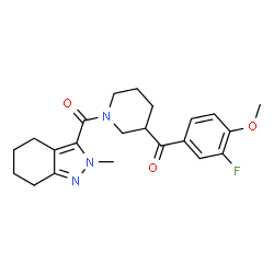 ChemSpider 2D Image | [3-(3-Fluoro-4-methoxybenzoyl)-1-piperidinyl](2-methyl-4,5,6,7-tetrahydro-2H-indazol-3-yl)methanone | C22H26FN3O3