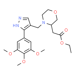 ChemSpider 2D Image | Ethyl (4-{[5-(3,4,5-trimethoxyphenyl)-1H-pyrazol-4-yl]methyl}-3-morpholinyl)acetate | C21H29N3O6