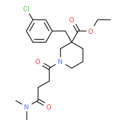 ChemSpider 2D Image | Ethyl 3-(3-chlorobenzyl)-1-[4-(dimethylamino)-4-oxobutanoyl]-3-piperidinecarboxylate | C21H29ClN2O4