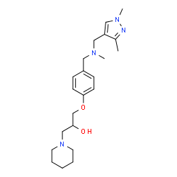 ChemSpider 2D Image | 1-[4-({[(1,3-Dimethyl-1H-pyrazol-4-yl)methyl](methyl)amino}methyl)phenoxy]-3-(1-piperidinyl)-2-propanol | C22H34N4O2