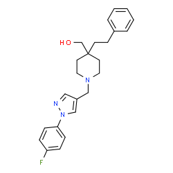 ChemSpider 2D Image | [1-{[1-(4-Fluorophenyl)-1H-pyrazol-4-yl]methyl}-4-(2-phenylethyl)-4-piperidinyl]methanol | C24H28FN3O