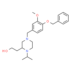 ChemSpider 2D Image | 2-{4-[4-(Benzyloxy)-3-methoxybenzyl]-1-isopropyl-2-piperazinyl}ethanol | C24H34N2O3