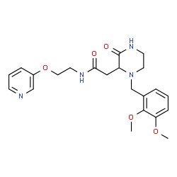 ChemSpider 2D Image | 2-[1-(2,3-Dimethoxybenzyl)-3-oxo-2-piperazinyl]-N-[2-(3-pyridinyloxy)ethyl]acetamide | C22H28N4O5