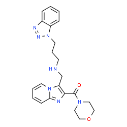 ChemSpider 2D Image | [3-({[3-(1H-Benzotriazol-1-yl)propyl]amino}methyl)imidazo[1,2-a]pyridin-2-yl](4-morpholinyl)methanone | C22H25N7O2
