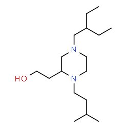 ChemSpider 2D Image | 2-[4-(2-Ethylbutyl)-1-(3-methylbutyl)-2-piperazinyl]ethanol | C17H36N2O