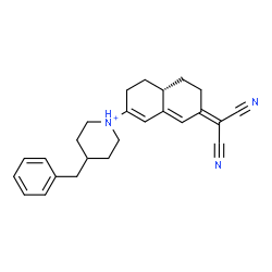 ChemSpider 2D Image | 4-Benzyl-1-[(4aS)-7-(dicyanomethylene)-3,4,4a,5,6,7-hexahydro-2-naphthalenyl]piperidinium | C25H28N3