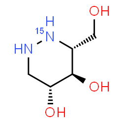 ChemSpider 2D Image | (3R,4R,5R)-3-(Hydroxymethyl)(2-~15~N)hexahydro-4,5-pyridazinediol | C5H12N15NO3