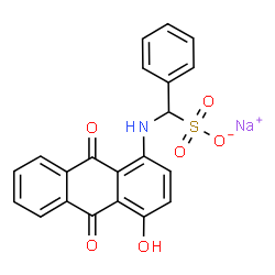 ChemSpider 2D Image | Sodium [(4-hydroxy-9,10-dioxo-9,10-dihydro-1-anthracenyl)amino](phenyl)methanesulfonate | C21H14NNaO6S