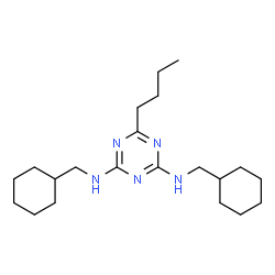 ChemSpider 2D Image | 6-Butyl-N,N'-bis(cyclohexylmethyl)-1,3,5-triazine-2,4-diamine | C21H37N5
