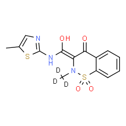 ChemSpider 2D Image | (3E)-3-{Hydroxy[(5-methyl-1,3-thiazol-2-yl)amino]methylene}-2-(~2~H_3_)methyl-2,3-dihydro-4H-1,2-benzothiazin-4-one 1,1-dioxide | C14H10D3N3O4S2