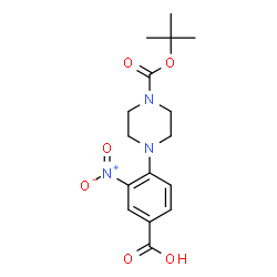 ChemSpider 2D Image | 1-Boc-4-(4-carboxy-2-nitrophenyl)piperazine | C16H21N3O6
