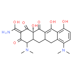ChemSpider 2D Image | (2Z,12aS)-2-[Amino(hydroxy)methylene]-4,7-bis(dimethylamino)-10,11,12a-trihydroxy-4a,5a,6,12a-tetrahydro-1,3,12(2H,4H,5H)-tetracenetrione | C23H27N3O7