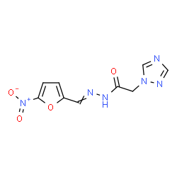 ChemSpider 2D Image | N'-[(5-Nitro-2-furyl)methylene]-2-(1H-1,2,4-triazol-1-yl)acetohydrazide | C9H8N6O4