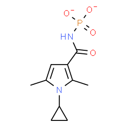 ChemSpider 2D Image | [(1-Cyclopropyl-2,5-dimethyl-1H-pyrrol-3-yl)carbonyl]phosphoramidate | C10H13N2O4P