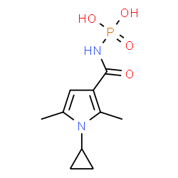 ChemSpider 2D Image | [(1-Cyclopropyl-2,5-dimethyl-1H-pyrrol-3-yl)carbonyl]phosphoramidic acid | C10H15N2O4P