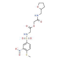ChemSpider 2D Image | 2-Oxo-2-[(tetrahydro-2-furanylmethyl)amino]ethyl N-{[4-(methylsulfanyl)-3-nitrophenyl]sulfonyl}glycinate | C16H21N3O8S2