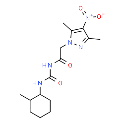 ChemSpider 2D Image | 2-(3,5-Dimethyl-4-nitro-1H-pyrazol-1-yl)-N-[(2-methylcyclohexyl)carbamoyl]acetamide | C15H23N5O4
