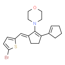 ChemSpider 2D Image | 4-[(3E)-3-[(5-Bromo-2-thienyl)methylene]-1,1'-bi(1-cyclopenten-1-yl)-2-yl]morpholine | C19H22BrNOS
