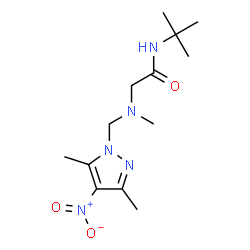 ChemSpider 2D Image | N~2~-[(3,5-Dimethyl-4-nitro-1H-pyrazol-1-yl)methyl]-N~2~-methyl-N-(2-methyl-2-propanyl)glycinamide | C13H23N5O3
