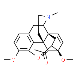 ChemSpider 2D Image | 1-[(5alpha,6beta,14beta)-3,6-Dimethoxy-17-methyl-7,8-didehydro-18,19-dihydro-4,5-epoxy-6,14-ethenomorphinan-18-yl]ethanone | C23H27NO4