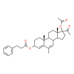 ChemSpider 2D Image | (8xi,9xi,14xi)-17-Acetoxy-6-methyl-20-oxopregna-4,6-dien-3-yl 3-phenylpropanoate | C33H42O5