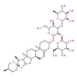 ChemSpider 2D Image | (3beta,9xi,14xi,25R)-Spirost-5-en-3-yl 6-deoxy-alpha-L-mannopyranosyl-(1->3)-[beta-D-glucopyranosyl-(1->2)]-beta-D-glucopyranoside | C45H72O17