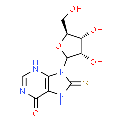 ChemSpider 2D Image | 9-(L-Ribofuranosyl)-8-thioxo-3,7,8,9-tetrahydro-6H-purin-6-one | C10H12N4O5S