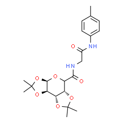ChemSpider 2D Image | (3aR,5aR,8aS,8bR)-2,2,7,7-Tetramethyl-N-{2-[(4-methylphenyl)amino]-2-oxoethyl}tetrahydro-3aH-bis[1,3]dioxolo[4,5-b:4',5'-d]pyran-5-carboxamide | C21H28N2O7