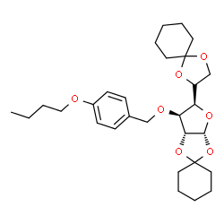 ChemSpider 2D Image | (3a'R,5'R,6'S,6a'R)-6'-[(4-Butoxybenzyl)oxy]-5'-[(2R)-1,4-dioxaspiro[4.5]dec-2-yl]tetrahydrospiro[cyclohexane-1,2'-furo[2,3-d][1,3]dioxole] | C29H42O7