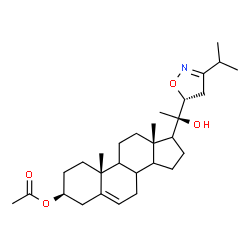 ChemSpider 2D Image | (3beta,8xi,9xi,14xi)-17-{(1R)-1-Hydroxy-1-[(5R)-3-isopropyl-4,5-dihydro-1,2-oxazol-5-yl]ethyl}androst-5-en-3-yl acetate | C29H45NO4