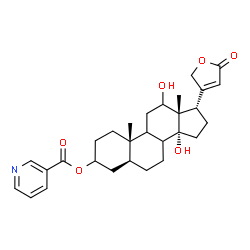 ChemSpider 2D Image | (5alpha,8xi,9xi,14alpha,17alpha)-12,14-Dihydroxy-3-[(3-pyridinylcarbonyl)oxy]card-20(22)-enolide | C29H37NO6