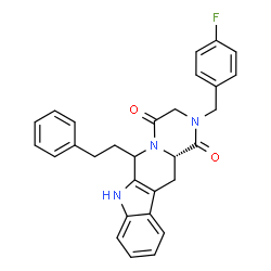 ChemSpider 2D Image | (12aS)-2-(4-Fluorobenzyl)-6-(2-phenylethyl)-2,3,6,7,12,12a-hexahydropyrazino[1',2':1,6]pyrido[3,4-b]indole-1,4-dione | C29H26FN3O2