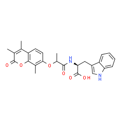 ChemSpider 2D Image | N-{2-[(3,4,8-Trimethyl-2-oxo-2H-chromen-7-yl)oxy]propanoyl}-L-tryptophan | C26H26N2O6
