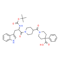 ChemSpider 2D Image | 1-{[1-(N-{[(2-Methyl-2-propanyl)oxy]carbonyl}-L-tryptophyl)-4-piperidinyl]carbonyl}-4-phenyl-4-piperidinecarboxylic acid | C34H42N4O6