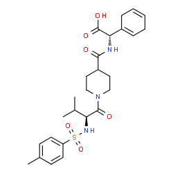 ChemSpider 2D Image | (2S)-1,4-Cyclohexadien-1-yl{[(1-{N-[(4-methylphenyl)sulfonyl]-L-valyl}-4-piperidinyl)carbonyl]amino}acetic acid | C26H35N3O6S