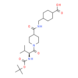 ChemSpider 2D Image | 4-[({[1-(N-{[(2-Methyl-2-propanyl)oxy]carbonyl}-L-valyl)-4-piperidinyl]carbonyl}amino)methyl]cyclohexanecarboxylic acid | C24H41N3O6