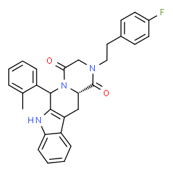 ChemSpider 2D Image | (12aS)-2-[2-(4-Fluorophenyl)ethyl]-6-(2-methylphenyl)-2,3,6,7,12,12a-hexahydropyrazino[1',2':1,6]pyrido[3,4-b]indole-1,4-dione | C29H26FN3O2
