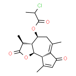 ChemSpider 2D Image | (3S,3aR,4S,9aS,9bR)-3,6,9-Trimethyl-2,7-dioxo-2,3,3a,4,5,7,9a,9b-octahydroazuleno[4,5-b]furan-4-yl 2-chloropropanoate | C18H21ClO5