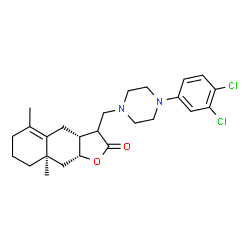 ChemSpider 2D Image | (3aR,8aR,9aR)-3-{[4-(3,4-Dichlorophenyl)-1-piperazinyl]methyl}-5,8a-dimethyl-3a,4,6,7,8,8a,9,9a-octahydronaphtho[2,3-b]furan-2(3H)-one | C25H32Cl2N2O2