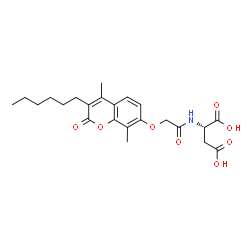 ChemSpider 2D Image | N-{[(3-Hexyl-4,8-dimethyl-2-oxo-2H-chromen-7-yl)oxy]acetyl}-L-aspartic acid | C23H29NO8