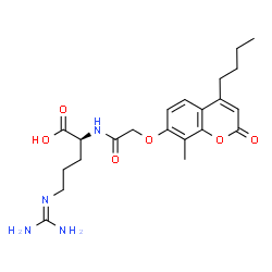ChemSpider 2D Image | N~2~-{[(4-Butyl-8-methyl-2-oxo-2H-chromen-7-yl)oxy]acetyl}-N~5~-(diaminomethylene)-L-ornithine | C22H30N4O6