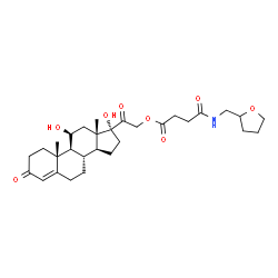 ChemSpider 2D Image | (11beta)-11,17-Dihydroxy-3,20-dioxopregn-4-en-21-yl 4-oxo-4-[(tetrahydro-2-furanylmethyl)amino]butanoate | C30H43NO8