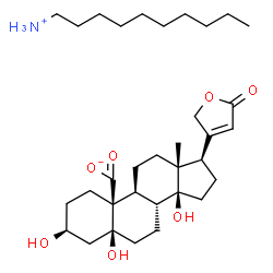 ChemSpider 2D Image | 1-Decanaminium (3beta,5beta)-3,5,14-trihydroxy-19-oxido-19-oxocard-20(22)-enolide | C33H55NO7