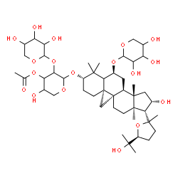 ChemSpider 2D Image | (3beta,5xi,6alpha,9beta,16beta,20xi,24S)-3-[(3-O-Acetyl-2-O-pentopyranosylpentopyranosyl)oxy]-16,25-dihydroxy-20,24-epoxy-9,19-cyclolanostan-6-yl pentopyranoside | C47H76O18