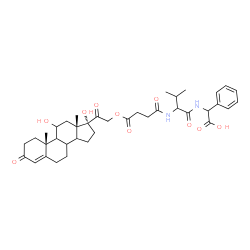 ChemSpider 2D Image | {[N-(4-{[(8xi,9xi,14xi)-11,17-Dihydroxy-3,20-dioxopregn-4-en-21-yl]oxy}-4-oxobutanoyl)valyl]amino}(phenyl)acetic acid | C38H50N2O10